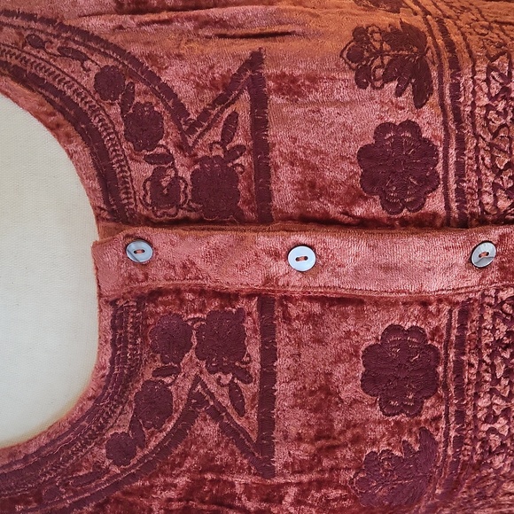 Tru Luxe Jeans Velvet Embroidered Blouse - Deep Rust - Picture 2 of 8